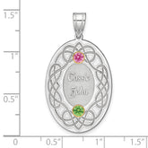 Sterling Silver Rhodium-plated/14k Bezel Crystal Family Pendant